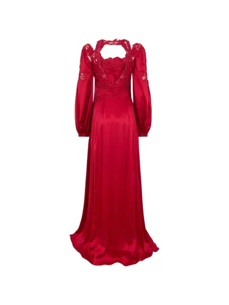 Rochie maxi Alberta Ferretti de mătase roșu