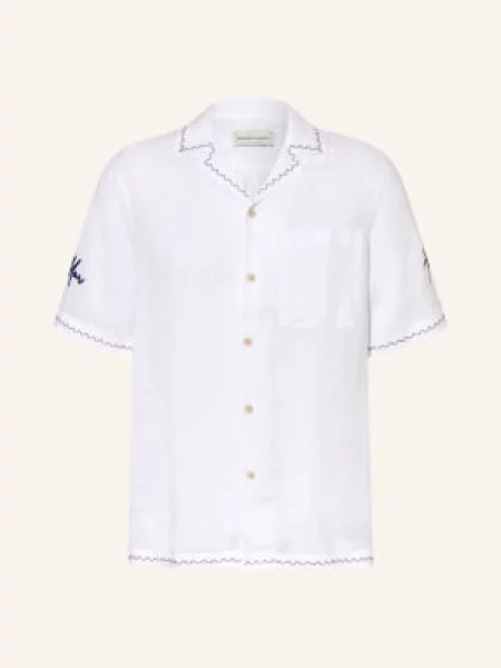 Frescobol Carioca Letní Košile Alves Comfort Fit Z Lnu / hnědá bílá
