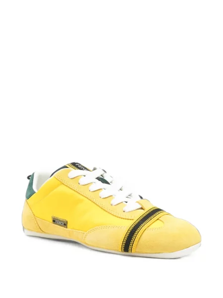Sneakerși Fendi din piele de căprioară galben