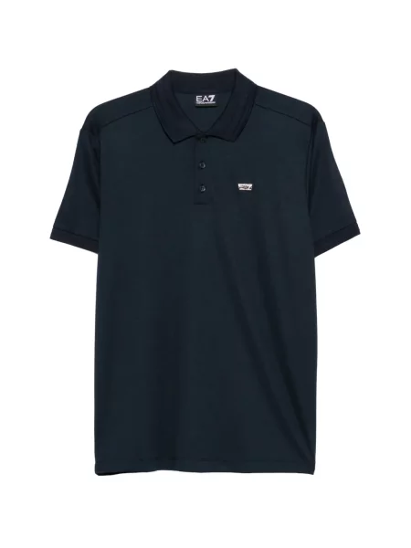 Tricou polo Ea7 Emporio Armani cu autograf albastru