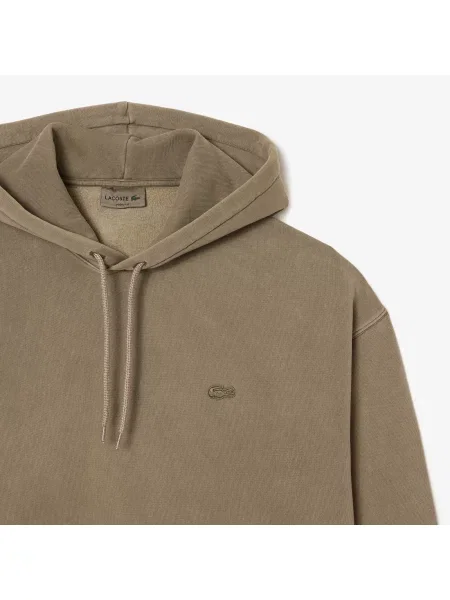 Lacoste Bluza Z Kapturem Loose Fit Cotton Fleece zielona