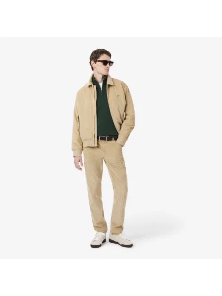 Lacoste Wełniany Sweter Z Wysokim Kołnierzem I Zamkiem zielony