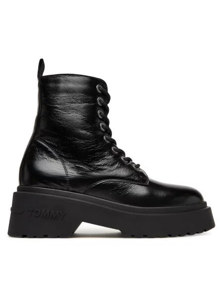 Kotníková obuv Tommy Jeans Tjw Chunky Shiny černá