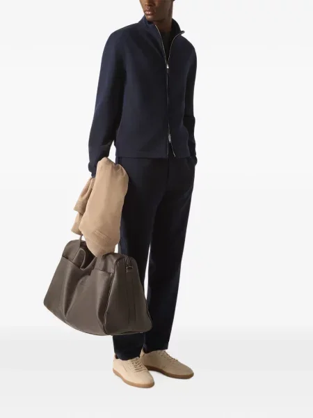Вълнен суичър с цип Zegna синьо