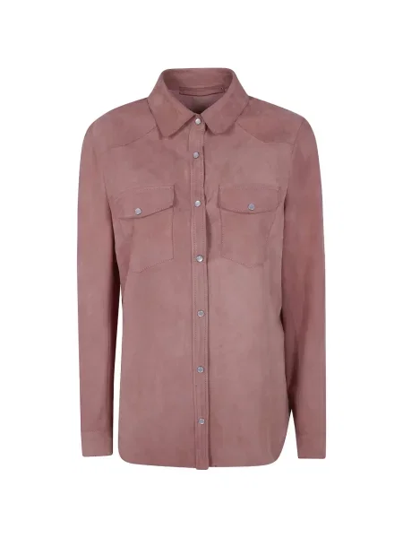 Cămașă Salvatore Santoro din piele de căprioară roz