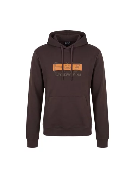 Bluza z kapturem Emporio Armani Ea7 z kapturem brązowa
