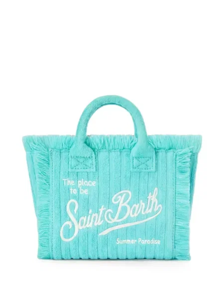 Geantă shopper Mc2 Saint Barth cu franjuri albastru