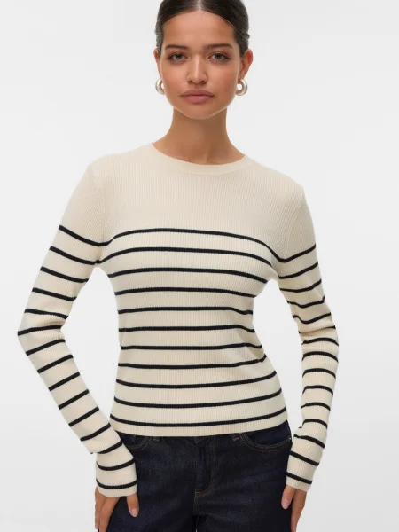 VERO MODA Pulover VMGIZELLE bej negru