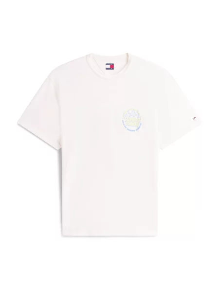 Tommy Jeans Póló világoskék / citromzöld / természetes fehér