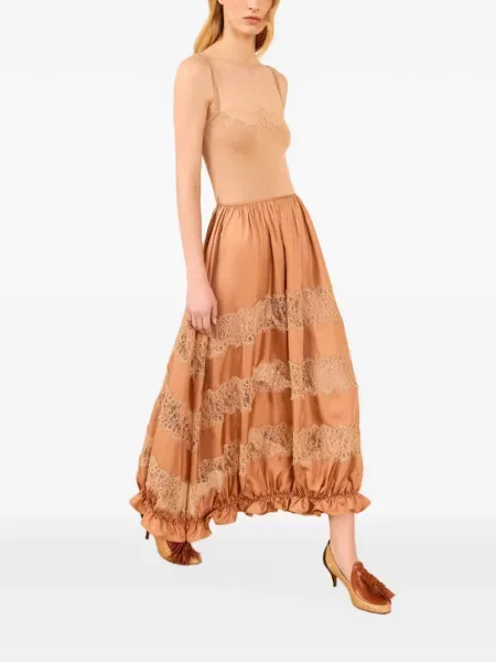 Fustă midi Ulla Johnson cu volane din dantelă