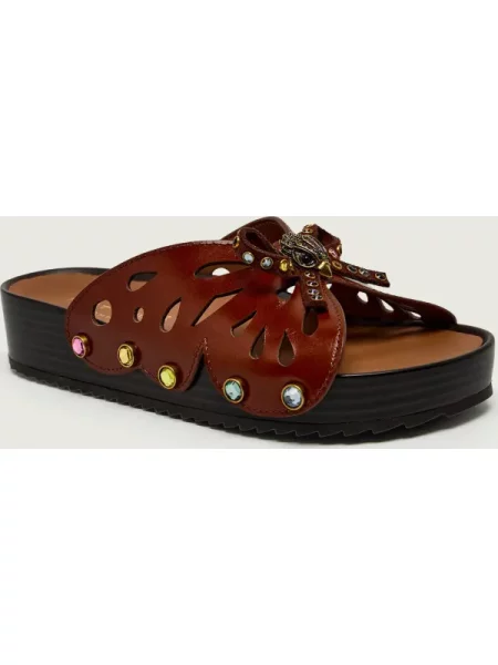 Kurt Geiger London női bőr papucs Boho Butterfly Flat barna
