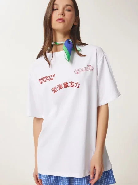 Happiness İstanbul Tricou roșu bordeaux alb