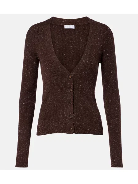 Cardigan Brunello Cucinelli din cașmir maro