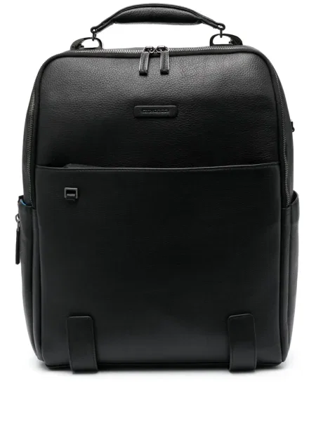 Rucsac Piquadro din piele cu autograf negru