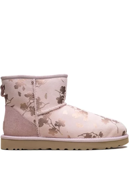 Botine Ugg cu model floral roz