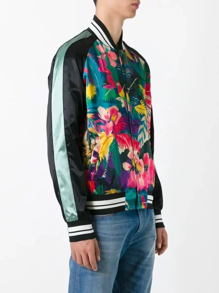 Geacă bomber Valentino Garavani cu imagine cu imprimeu tropical negru