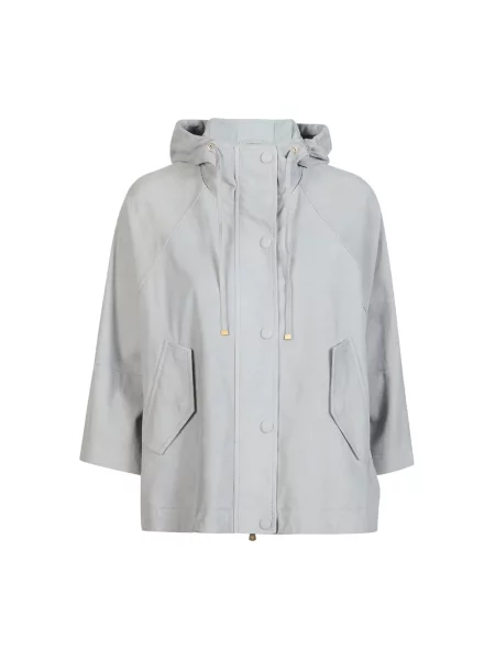 Kurtka skórzana Eleventy niebieska