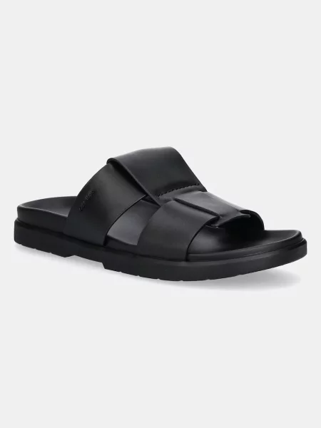 Чехли Calvin Klein LUG SANDAL DOUBLE T LTH черно