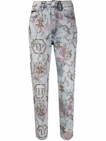 Blugi boyfriend Philipp Plein albastru