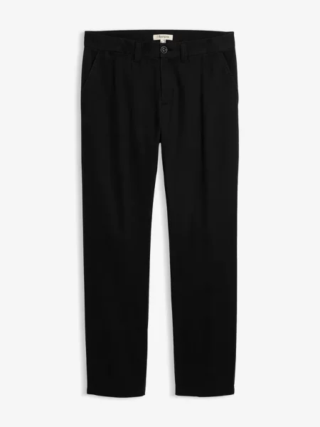 Spodnie regular fit z bawełnianego diagonalu straight czarne