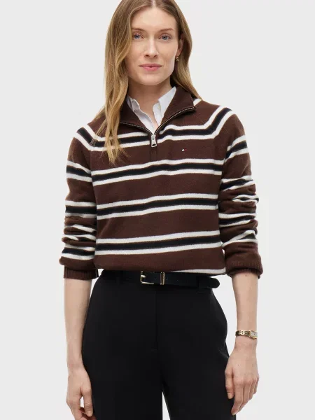 Вовняний у смужку светр Tommy Hilfiger коричневий