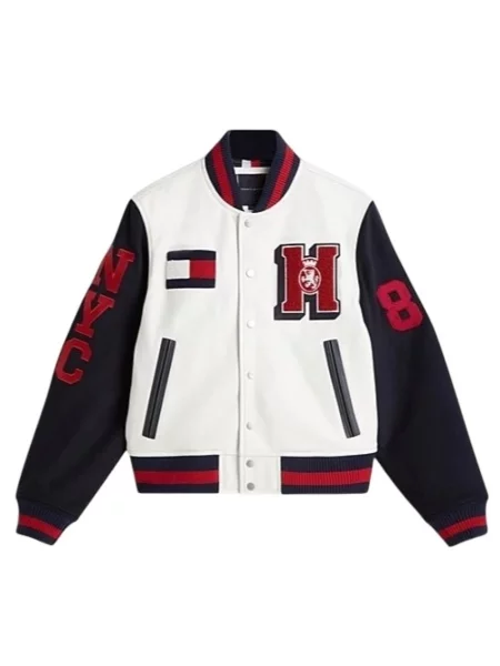 Kurtka Tommy Hilfiger z naszywkami biała