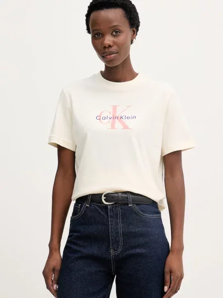Koszulka Calvin Klein Hero Monologo krótki rękaw różowa XS żółta