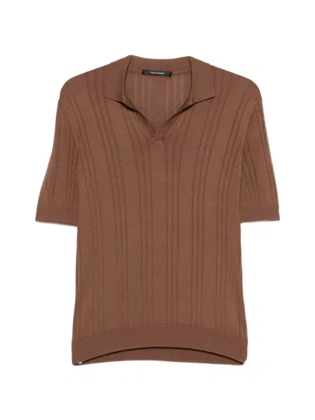 Tricou Tagliatore cu decolteu în V cu nervuri maro