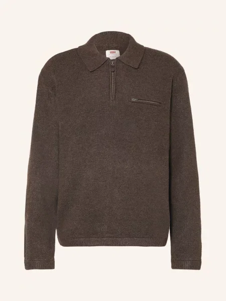 Levi's® Pletená Polokošile S Volným Střihem tmavě hnědá