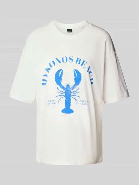 T-shirt o kroju oversized z nadrukiem z motywem i okrągłym dekoltem Gina Tricot