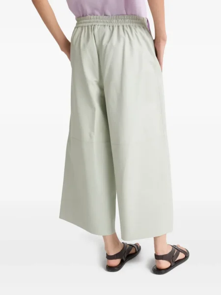 Pantaloni Yves Salomon din piele verde