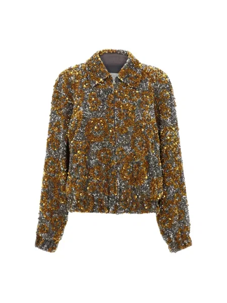 Kurtka Dries Van Noten z cekinami srebrna