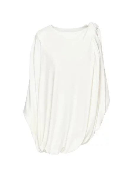 Top Alexander Wang asimetric drapat alb