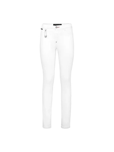 Jeansy Philipp Plein z wysoką talią białe