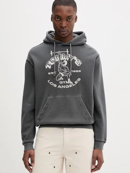 Tommy Jeans dukserica za muškarce s pamukom siva