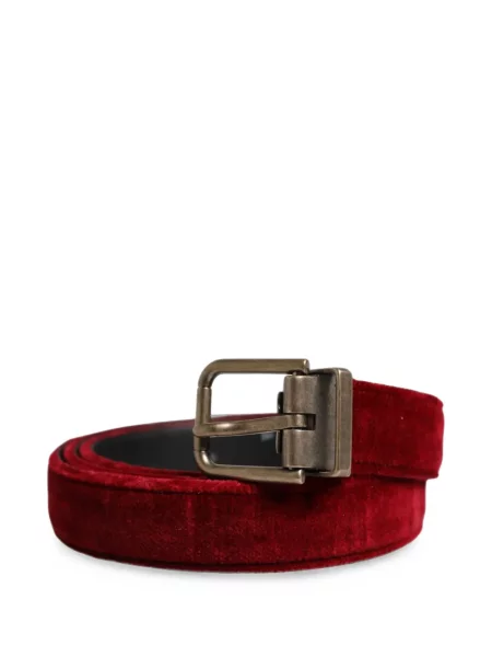 Cu centură curea Dolce & Gabbana de catifea cu cataramă roșu