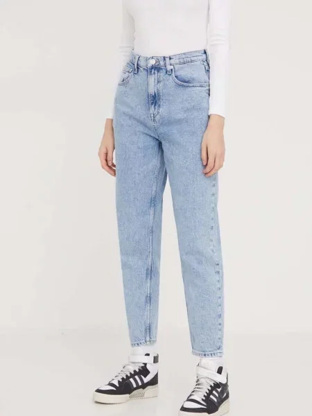 Blugi Tommy Jeans cu talie înaltă albastru