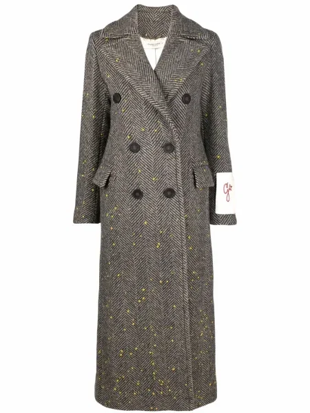 Lung palton Golden Goose cu model herringbone