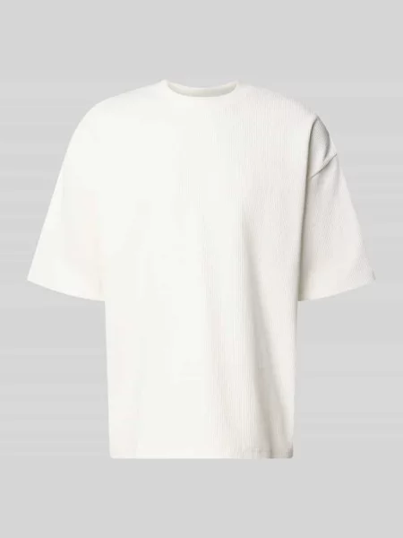 T-shirt o kroju relaxed fit z fakturowanym wzorem Review biała