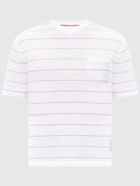 Футболка з льоном в смужку Thom Browne біла