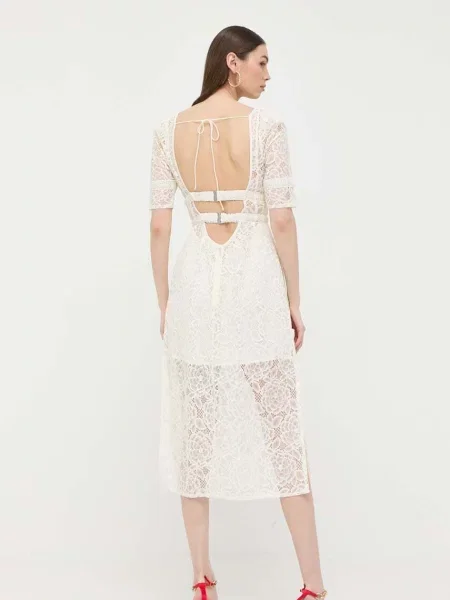 For Love & Lemons rochie midi drept bej