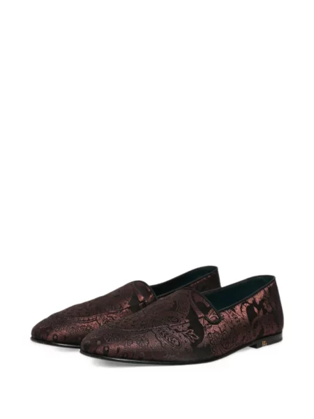 Δερμάτινη κιλότα Dolce & Gabbana slip-on καφέ