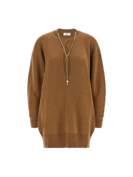 Sweter Elisabetta Franchi wełniany brązowy
