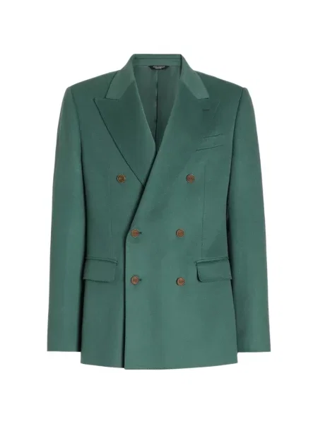 Geacă Dolce & Gabbana din cașmir cu două rânduri de nasturi verde
