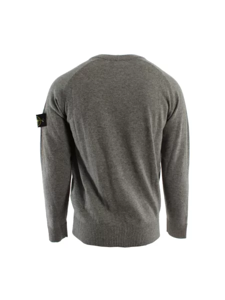 Sweter Stone Island wełniany z kamieniami szary