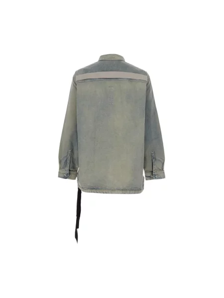 Rick Owens DRKSHDW koszula Jumbo Outershirt szary relaxed z kołnierzykiem klasycznym niebieska