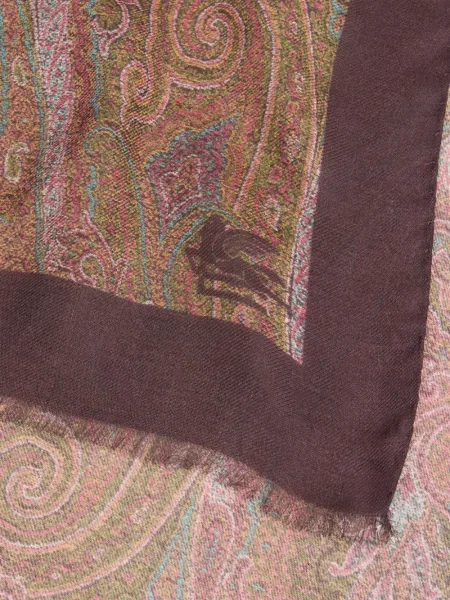 Fular Etro cu model floral maro