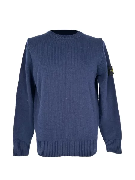 Pulover Stone Island tricotate cu decolteu rotund cu strasuri albastru