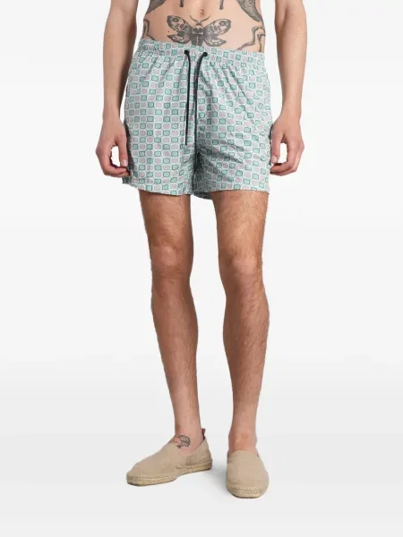 Slip de baie Tagliatore cu imagine cu imprimeu geometric cu cordon albastru
