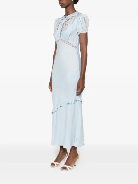 Rochie midi Self-portrait din dantelă albastru